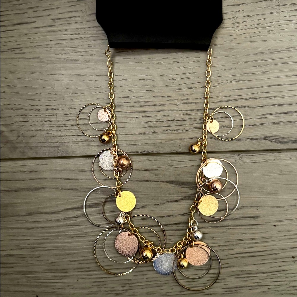 Gold Silver Circle Pendant Necklace Layered Apt. 9